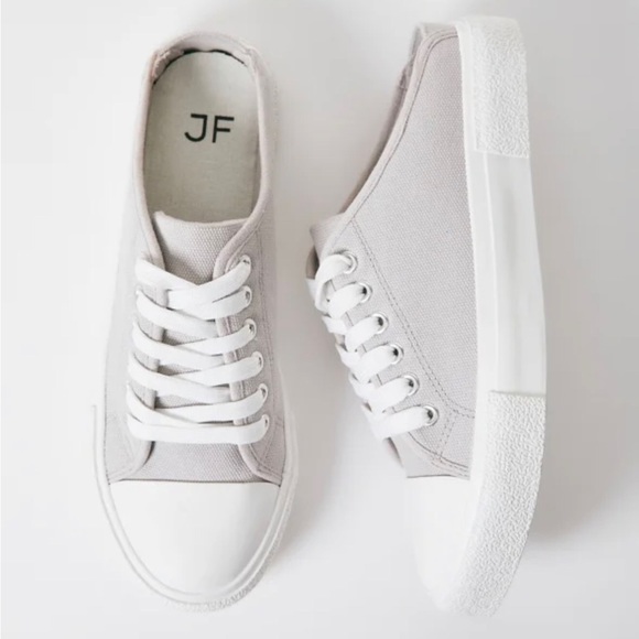 JUST FAB Lace up Slip on Mule Canvas Sneaker - Grey - Size - Picture 2 of 6